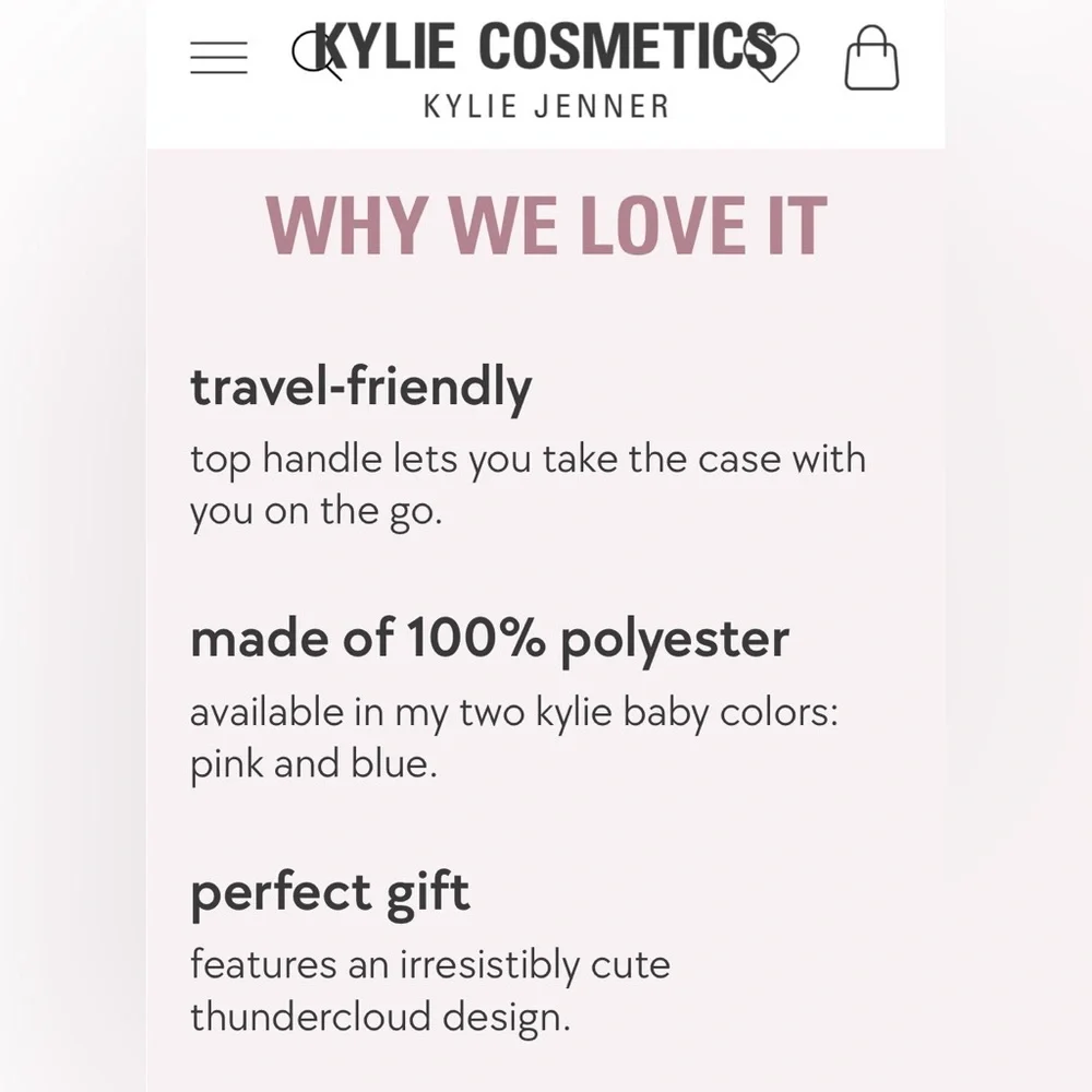 KYLIE COSMETICS Blue Cloud Cosmetic/Travel Bag